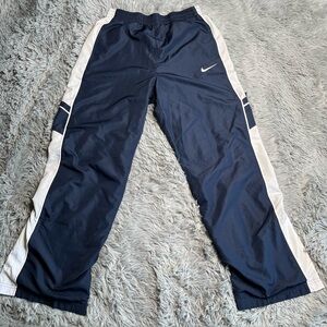 Nike Track Pants Girls Size Large Drawstring Waist Zipper Side Hems Blue White